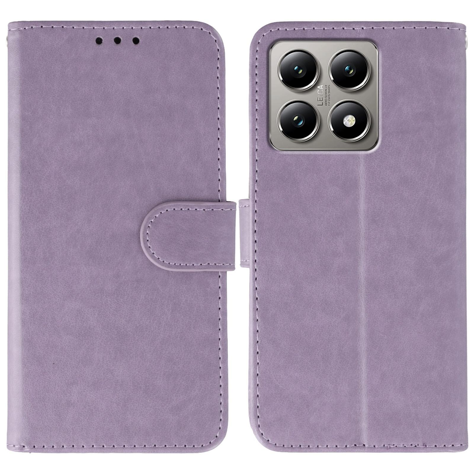 

For Xiaomi 14T Pro Case PU Leather Flip Wallet Phone Cover with Strap Purple