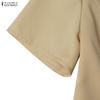 ZANZEA Women Daily Casual V-Neck Solid Color Summer Short Sleeve Dress