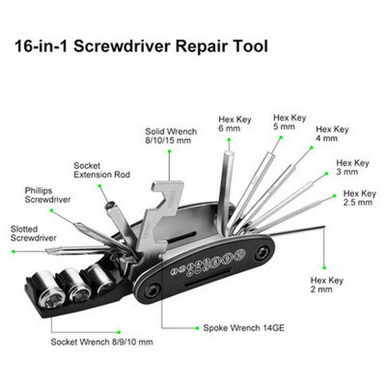 16-in-1 Multifunctional Folding Bike Repair Tool One Size