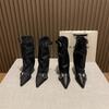 French Retro Pointed Belt Buckle Thin Heel Medium Boots Women's 2025 Autumn and Winter New Temperament Versatile High Heel Trouser Boots