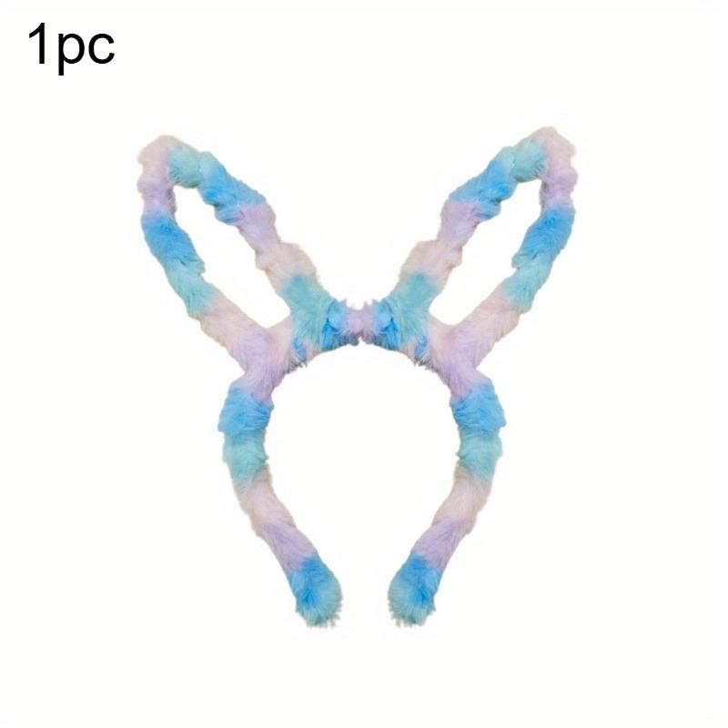 1pc Colorful Easter Bunny Ear Headband Holiday Decoration Accessory Headband Easter Party Atmosphere Plush Rabbit Ear Headband 1pc синий
