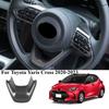 For Toyota Yaris Cross     CarbonFiber Car Steering Wheel Panel Cover Trim Decorate Frame Sticker Accessories