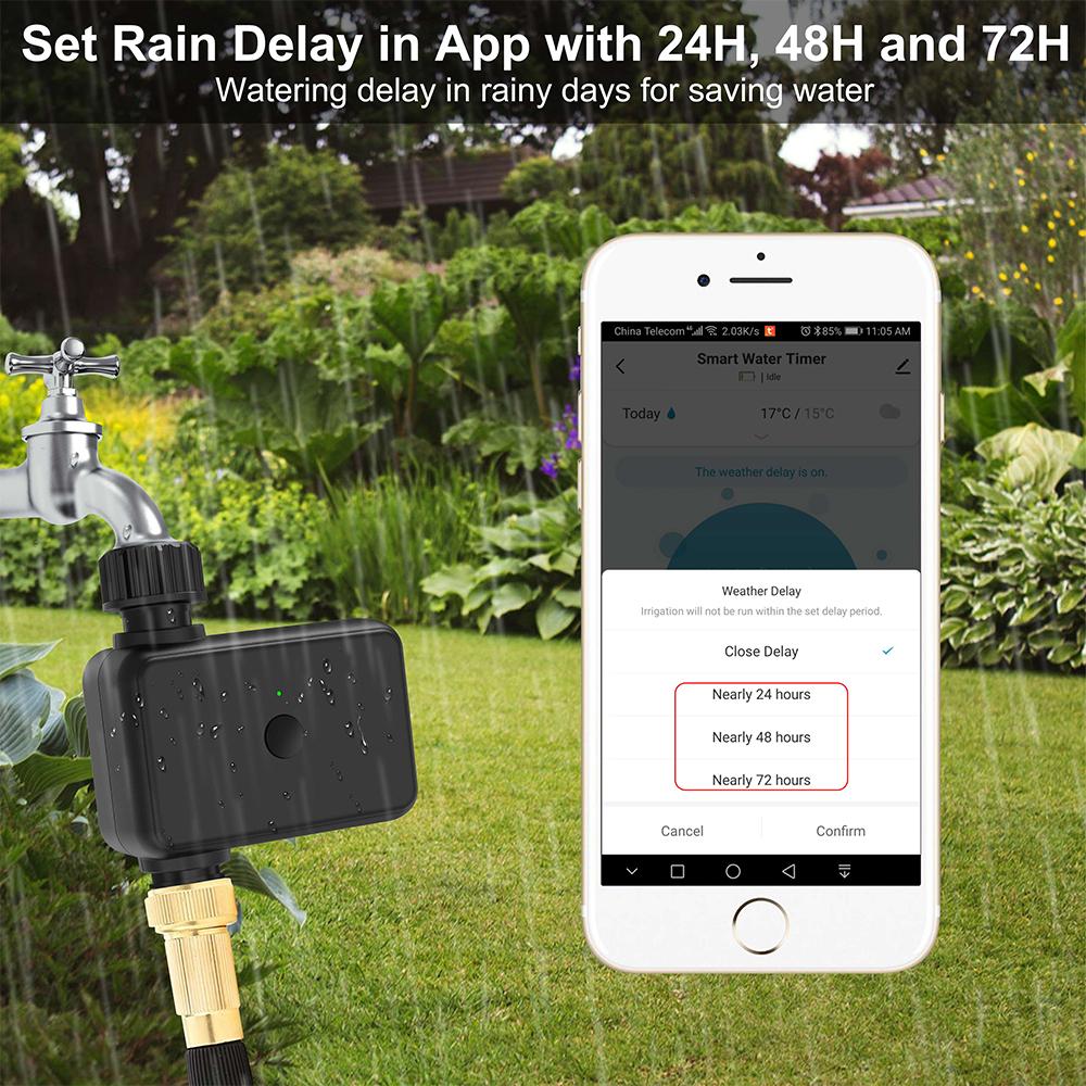 Automatic Water Timer with Gateway Dual Garden Hose Watering System Remote Sprinkler Programmer Support Alexa