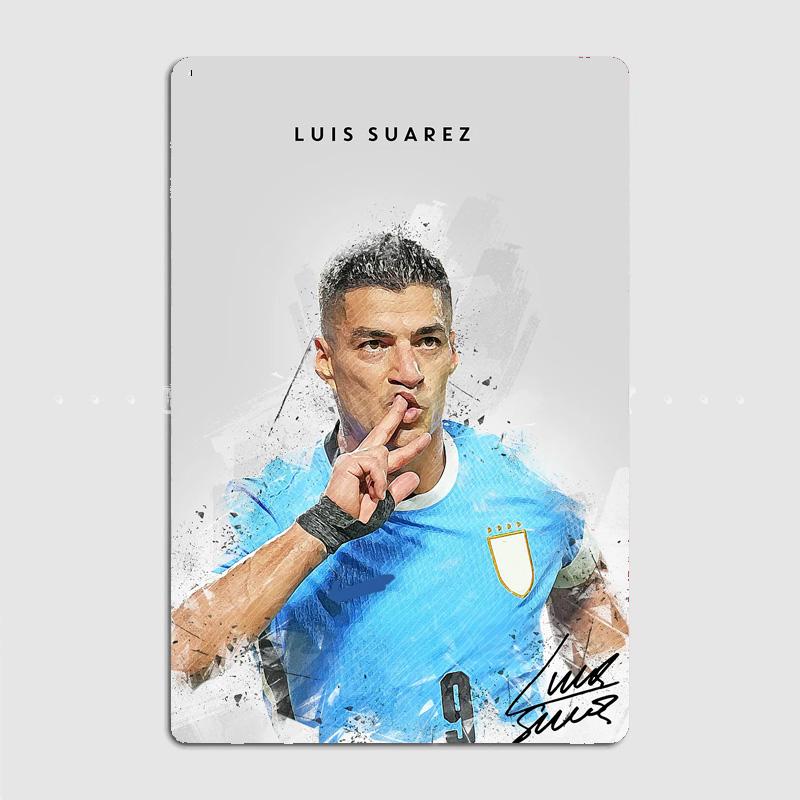 Luis Suarez Football Player Vintage Retro Metal Poster Sign Garage Club Custom Wall Decor Tin Room Decor Home Decor