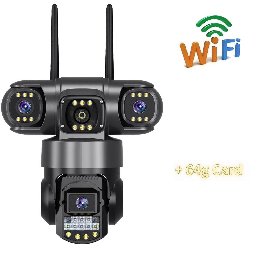 Wireless WiFi/4G Network Camera, HD Night Vision Waterproof CCTV Surveillance, Triple Lens and Triple Screen Security Video Recorder