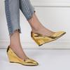 Spring Summer Wedges Heels Women Party Shoes Fashion Pointed toe Office Ladies Pumps Plus Size 42 Gold Silver Black