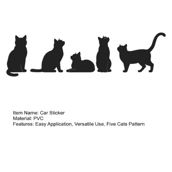 Yangyizhi Car Sticker, Waterproof PVC Self-adhesive Traceless Auto Decal, Five Cats Pattern Sticker for Fuel Tank Caps Windows Luggage Skateboards