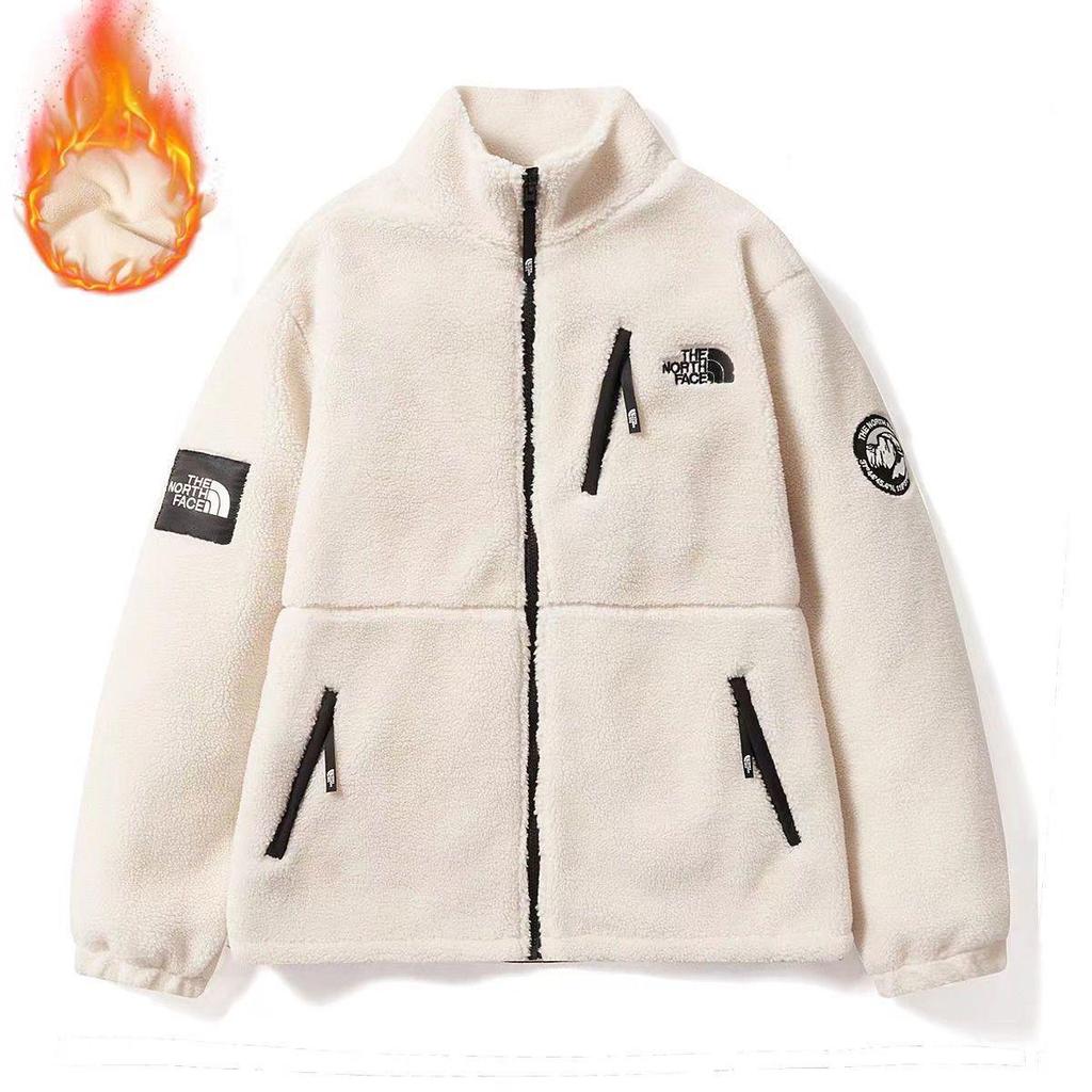 Unisex trendy tlustá bunda s výstřihem do stojáčku, podšitá fleecem, vyšívaná, z jehněčí vlny, pro páry