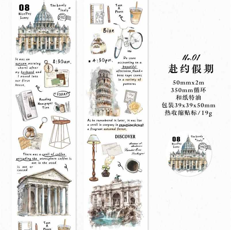 1pcs/1lot Decorative Adhesive tapes Holiday appointments masking tapes Junk Journal Scrapbooking stikcers DIY
