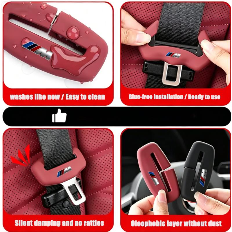 BBIH8 Car Seat Belt Buckle Protector Cover Soft Silicone Anti-Collision Case For BMW G80 G07 G42 G14 G15 G16 F82 M2 M3 M4 M5 Sticker