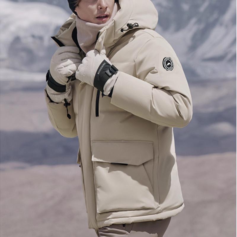 Herren Parka mit Kapuze und Pelzkragen - Dicke, Warme, Trendige Winterjacke mit 90% Weißen Entendaunen