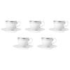 Noritake Cup & Saucer Set (Coffee & Tea), 250cc, Hampshire Platinum, 5-piece set, Fine Porcelain, F91988/4336
