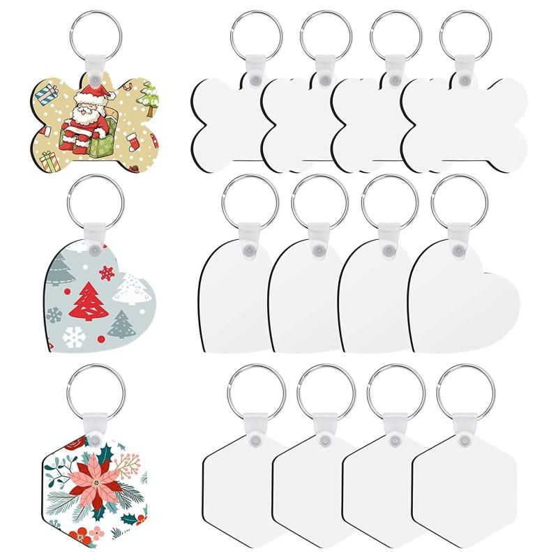 15 Pieces Sublimation Blank Keychain Kit for Key Ring Set DIY Heat Transfer Keychain Blanks with for Key Rings for Gradu