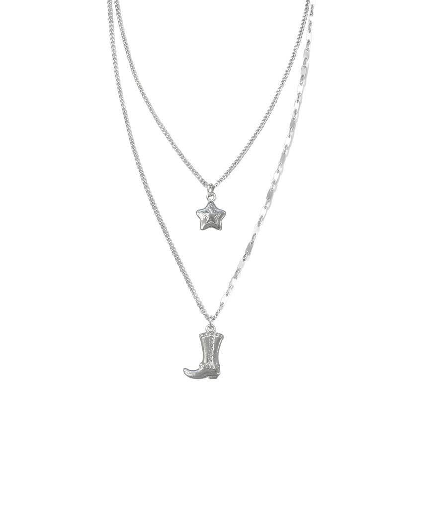 Pasion Western Star Layered Necklace_Silver