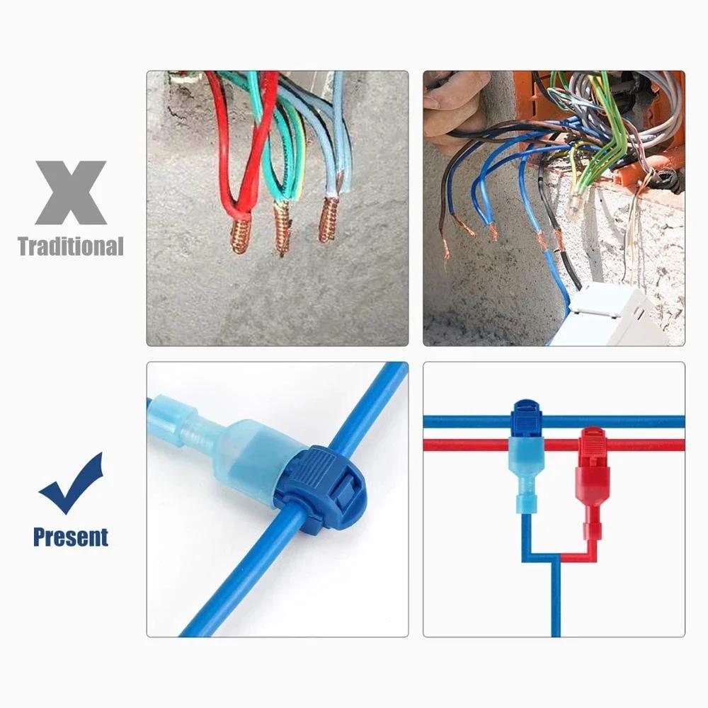 5 Set/bag T-Tap Wire Connectors Self-Stripping Quick Splice Electrical Wire Terminals Insulated Male Disconnect Spade Terminals