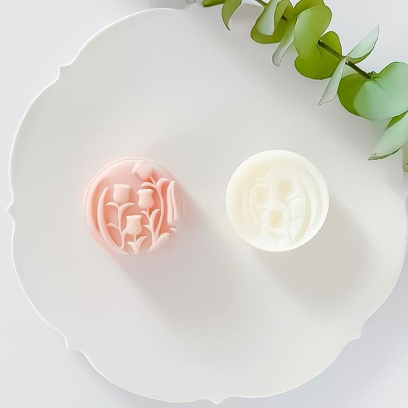 Tulips Flower Moon Cakes Press Molds Cookie Stamps Chinese MidAutumn Moon Cakes Maker Decorating Tool for Making Cookie