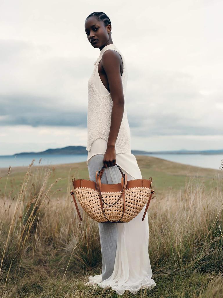 Borsa a Mano Polne Intrecciata in Vera Pelle: Borsa a Spalla alla Moda, di Grande Capacità, in Pelle di Mucca per Uso Casual o da Spiaggia