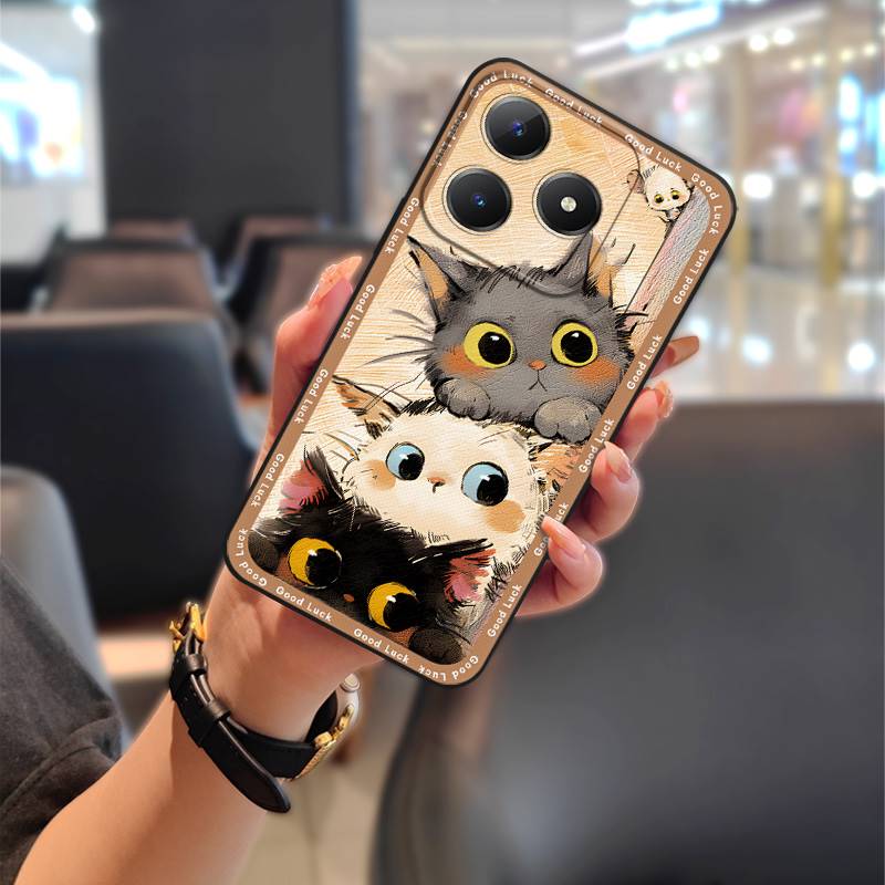 Phone Pouch Durable Phone Case For Realme C63 4G/C61 4G Dirt-resistant Anti-dust Full wrap Shockproof Animals Anti-knock