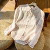 Top alla moda in stile cinese in cotone e lino, camicia stampata retrò a maniche lunghe con temperamento floreale, cardigan versatile
