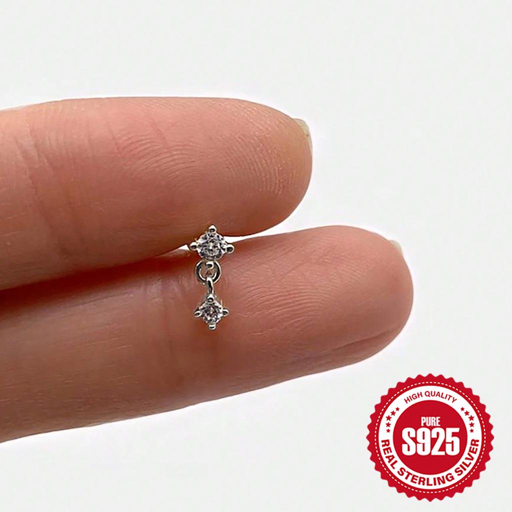 AIDE Coração Bola Redonda Hélice Plana Brinco Piercing Prata Esterlina 925 Tarraxas Geométricas Zircônia Exquisite Adorno Tarraxas Brincos