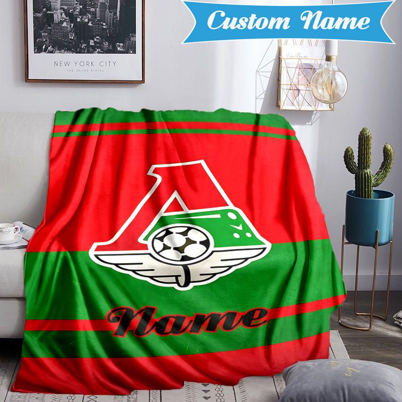 Custom Name Green Soccer Emblem Blanket Lightweight Ideal Bedding Blanket Perfect for Travel, Camping, Living Rooms, Sofas, Christmas gift