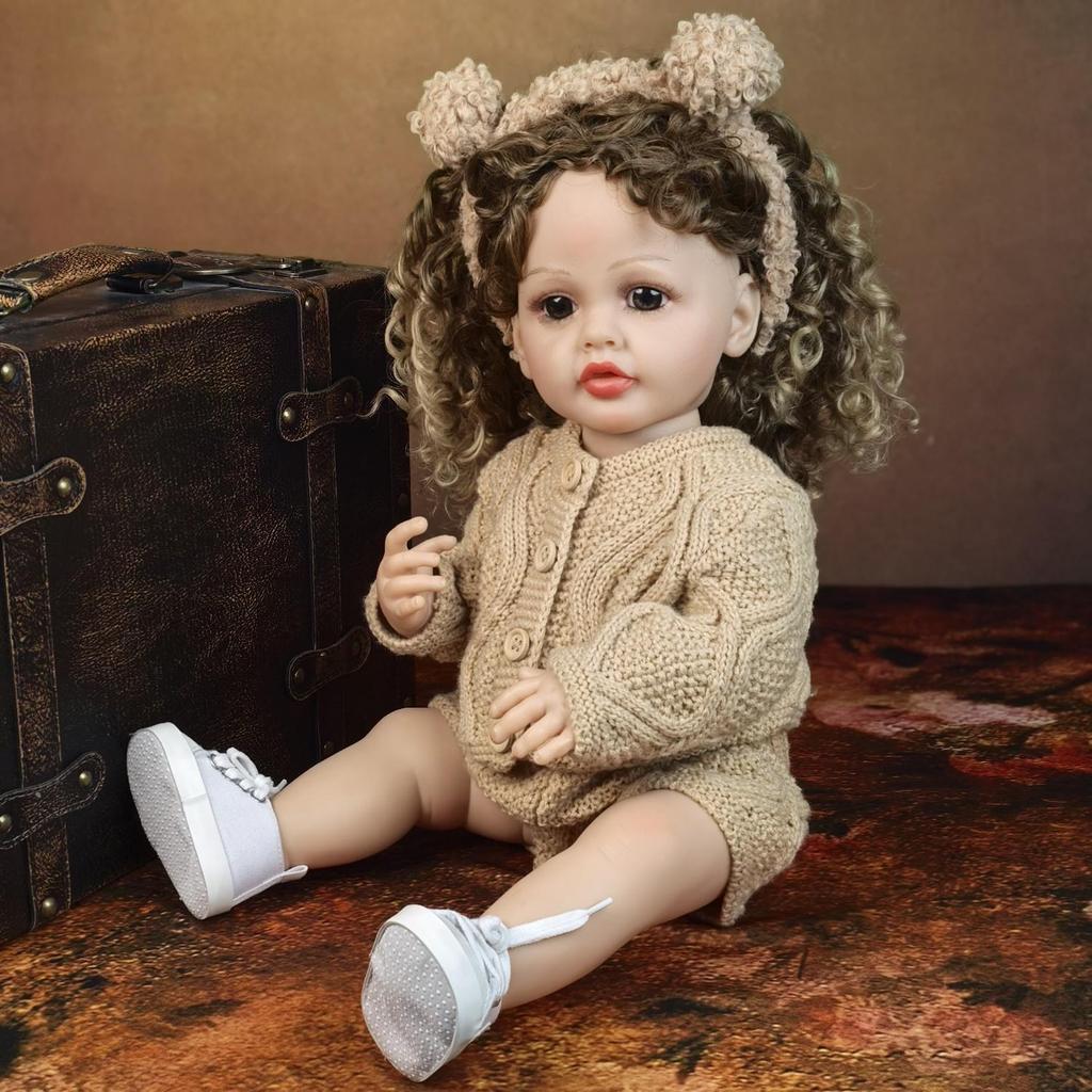 Fashion Curls hair Reborn Baby Dolls 55 cm Girl Lifelike Bear KEIUMI Fashion Babies Doll Model Kids Playmates Birthday Christmas Gifts Toy
