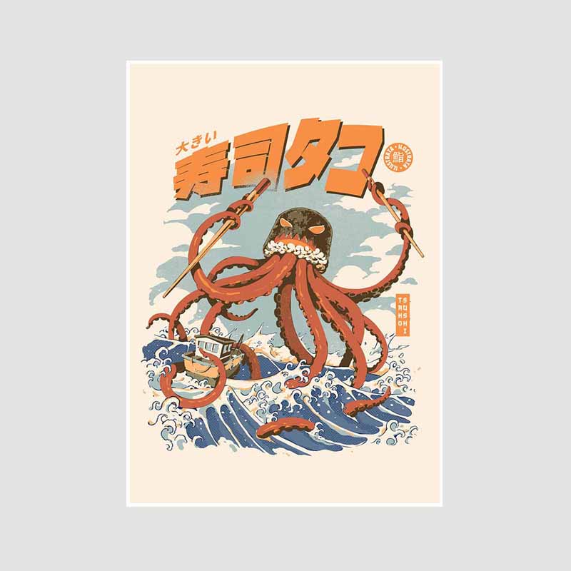 Japanese Food Guide Retro Posters Funny Noodles Poster Mural Wall Art Prints White Paper Art Painting Room Decoration Pictures Home Decor