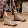 Botines planos retro de cuero genuino con cremallera lateral, de suave piel de vaca, versátiles zapatos de mujer