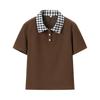 2025 Autumn Women's European & American Style Patchwork Lapel T-Shirt