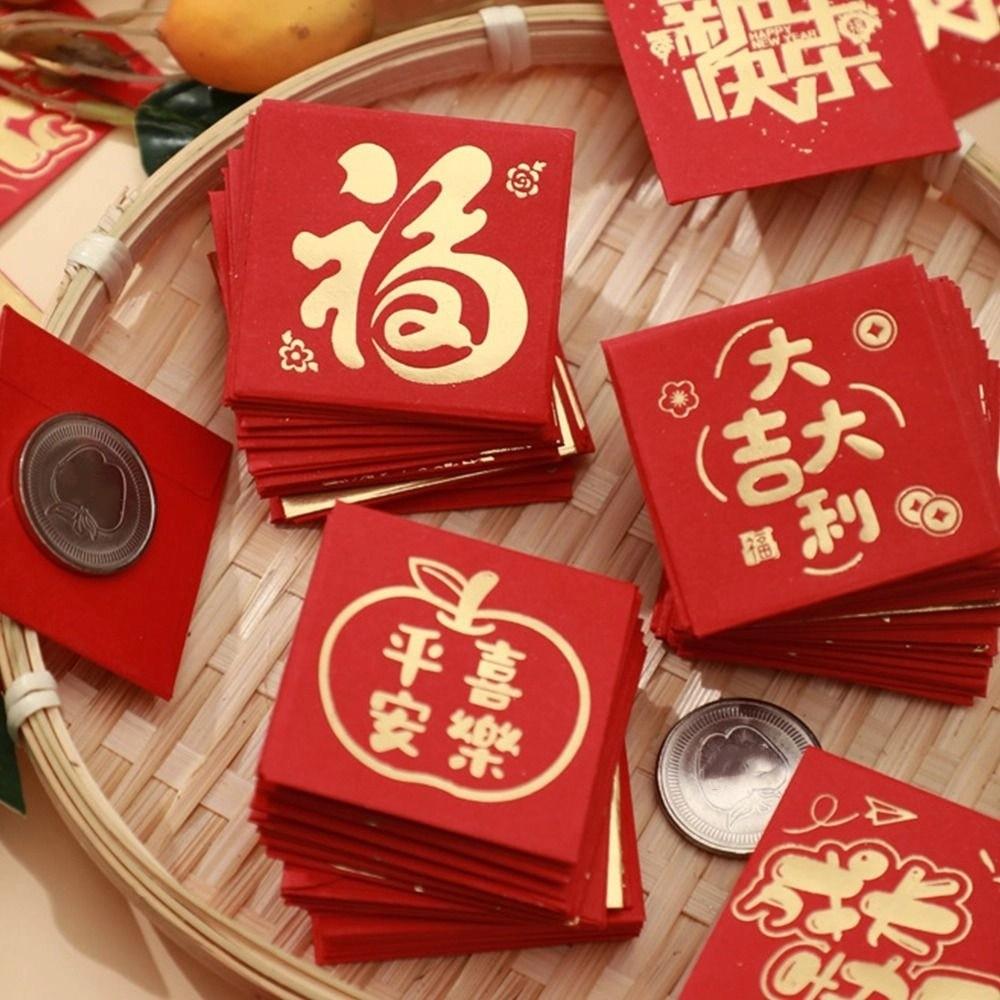 10PCS Dragon Pattern Luck Money Bag Best Wishes Red Envelope Chinese Money Bags  Spring Festival