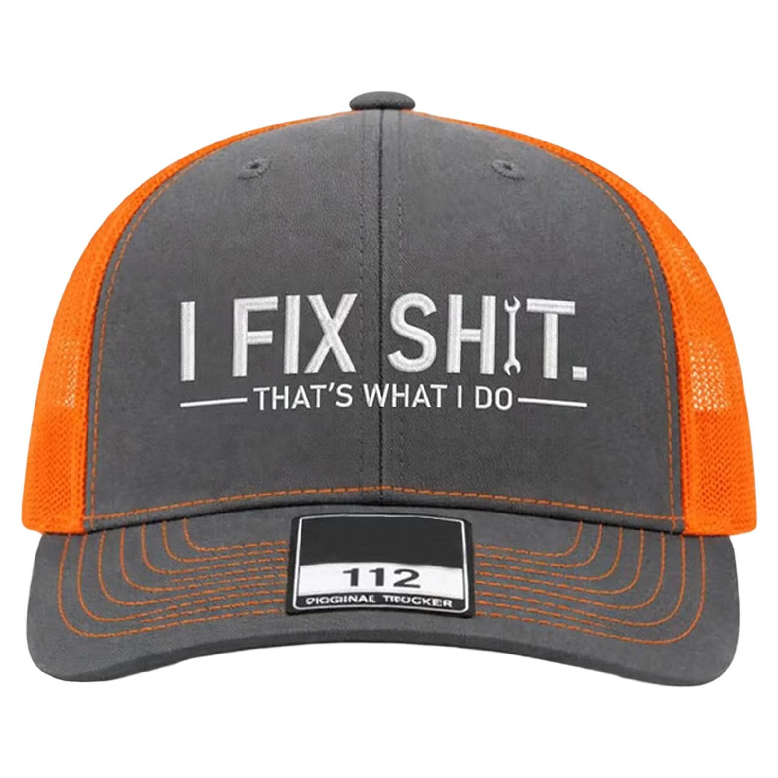 

Adjustable Mesh Back Hat with Embroidered Front Panel Featuring Tool Graphic and Slogan Designed for Casual Wear and Outdoor Activities One Size шафрановий
