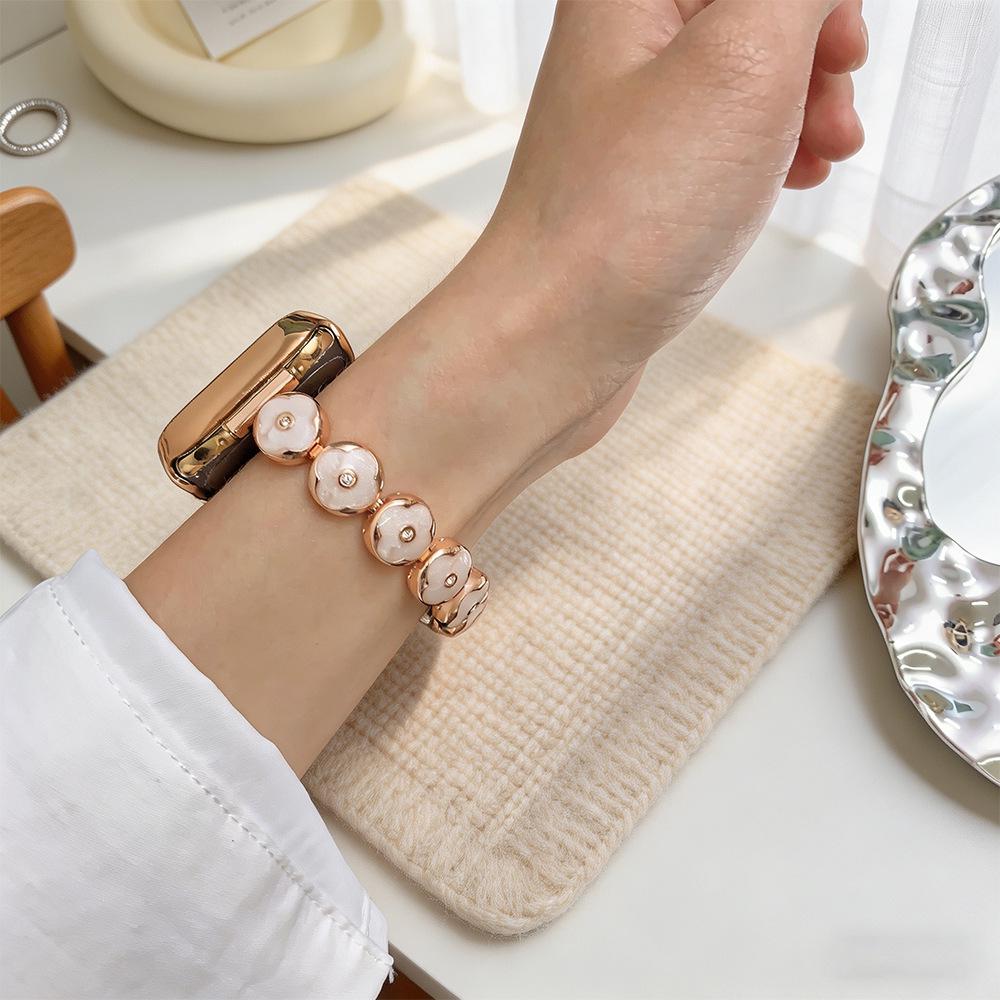 Compatible Bands for Apple S11, iWatch 109876SE, Huawei GT6, Xiaomi 9PRO - Round Bean Drip Glue, Small Flower Design