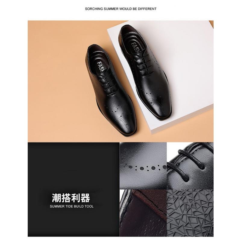 Goodyear Handmade Leather Men'S Oxford Dress Shoes Cowhide Leather Shoes Wingtip Brogue Mixed Color Formal Men'S Shoes