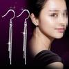 Women's Slim Tassel Hook Earrings Silver Plated Pendant Eardrop Wedding Jewelry