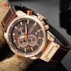Curren 8291 Men's Multifunctional Leather Strap Watch with Six-Hand Calendar and Large Dial