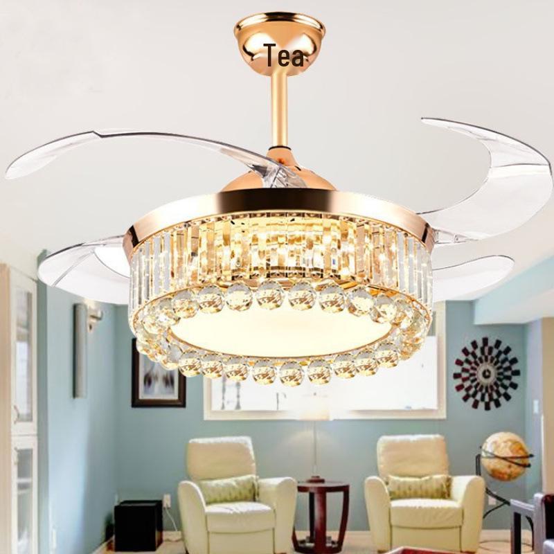 European Crystal Ceiling Fan Chandelier: Luxury Invisible Fan for Bedroom, Dining, or Living Room