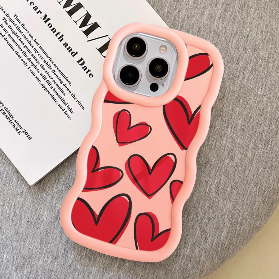 Soft Phone Cover Case for iPhone 11 14 16 Pro Max 12 8 13 17 Air XR 15 Plus Love Heart