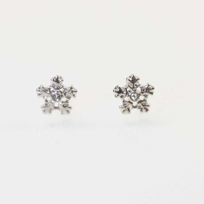

S925 silver needle snowflake stud earrings Christmas new female Korean version personalized bright diamond earrings niche spot source delivery срібний