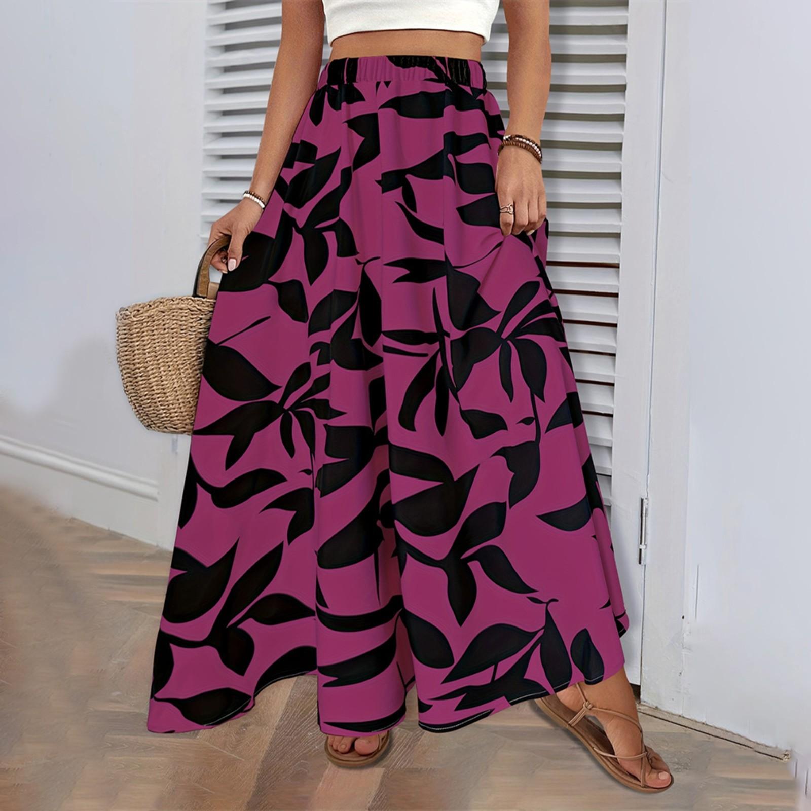 Длинная юбка с принтом и эластичным поясом, летняя, высокого класса, темпераментная, плиссированная, дорожная, женская одежда S