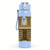 1PC Classic Stone Building Facade 750ml Color Plastic Sports Water Bottle Leakproof Flip Straw Lid For Sports Office Home Use