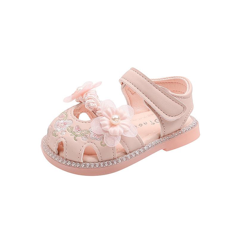 Fashion Girls' Shoes Summer New Child Shoes Simple Embroidered Sandal Soft Soled Girls Sandals  Anti Slip Baby Walking Shoe
