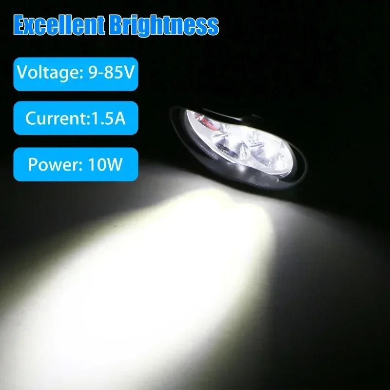 2pcs Led Headlight Motorcycles White Super Bright Auxiliary Working Front Light Scooter Spotlight Additional Spot Light Fog Lamp