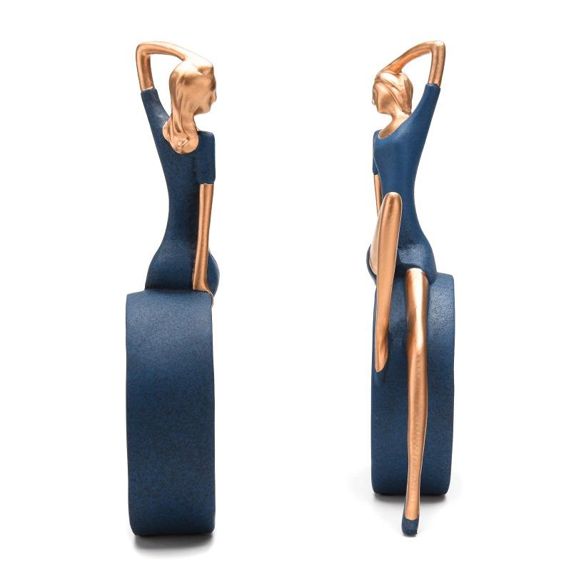 Reading Statues Office Decoration Art Characters Resin Yoga Girl Decoration Circular Craft Decoration Reader Teacher Desktop Decoration