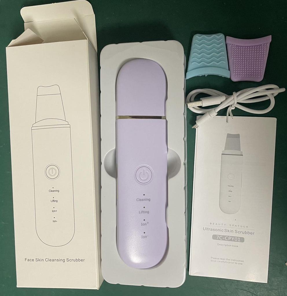 Ultrasonic Skin Scrubber & Microcurrent Color Light Therapy Device for Blackhead Removal & Dead Skin Cleansing