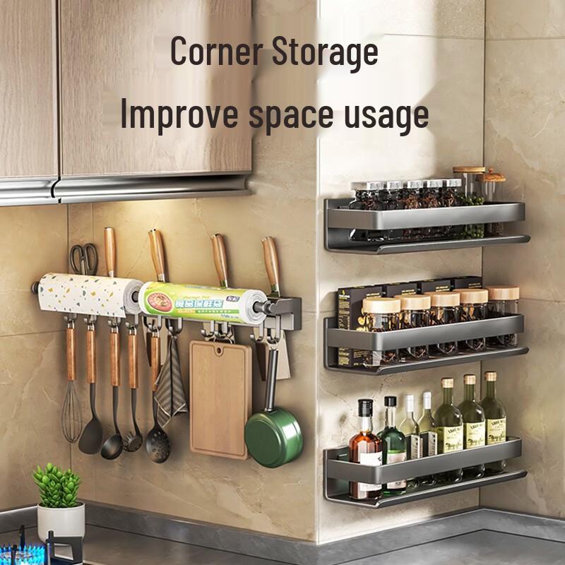 Wall-Mounted Kitchen Knife & Utensil Holder with Film Rod