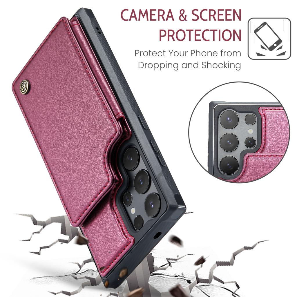 For Samsung Galaxy S26 Ultra Case with RFID Blocking 5 Card Slots CASEME C22 Leather Back Cover
