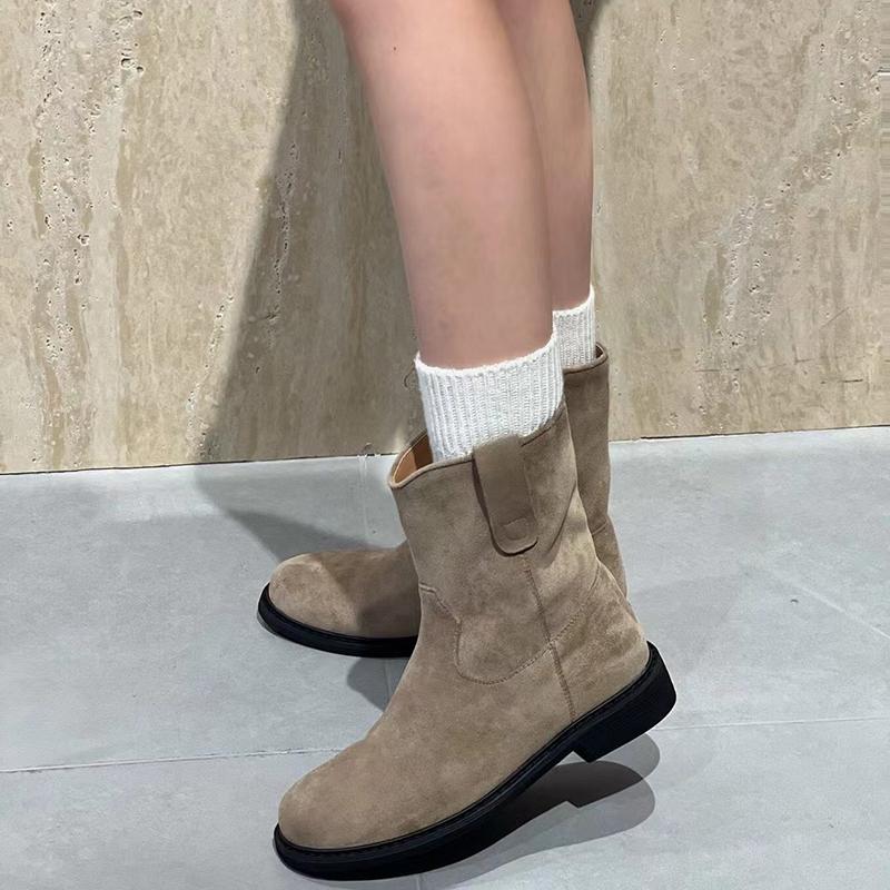 Autumn Winter Women Western Cowgirl Boots Fashion Elegant Slip On Shoes Low Heel Laides Knight Short Booties