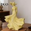 Stable Base Figurine Woman Statue, Resin Art Sculpture for Living Room Mantel Shelf Decor, Modern Female Elegant Figure Ornament Figurine, Wide