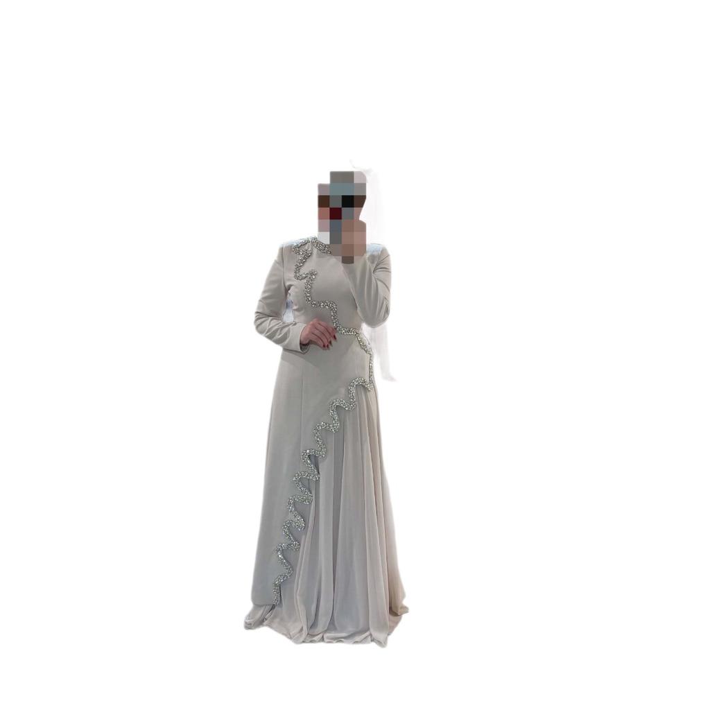 New Elegant Beaded Ribbon Floor-length Evening Dress, Luxury Formal Party Gown for Women European American Style