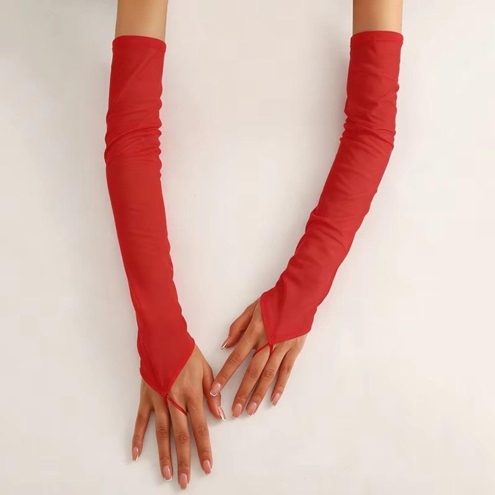 Elastic Long Gloves Thin Bridal Gown Accessories Fashion Mesh Gloves  Prom Dress
